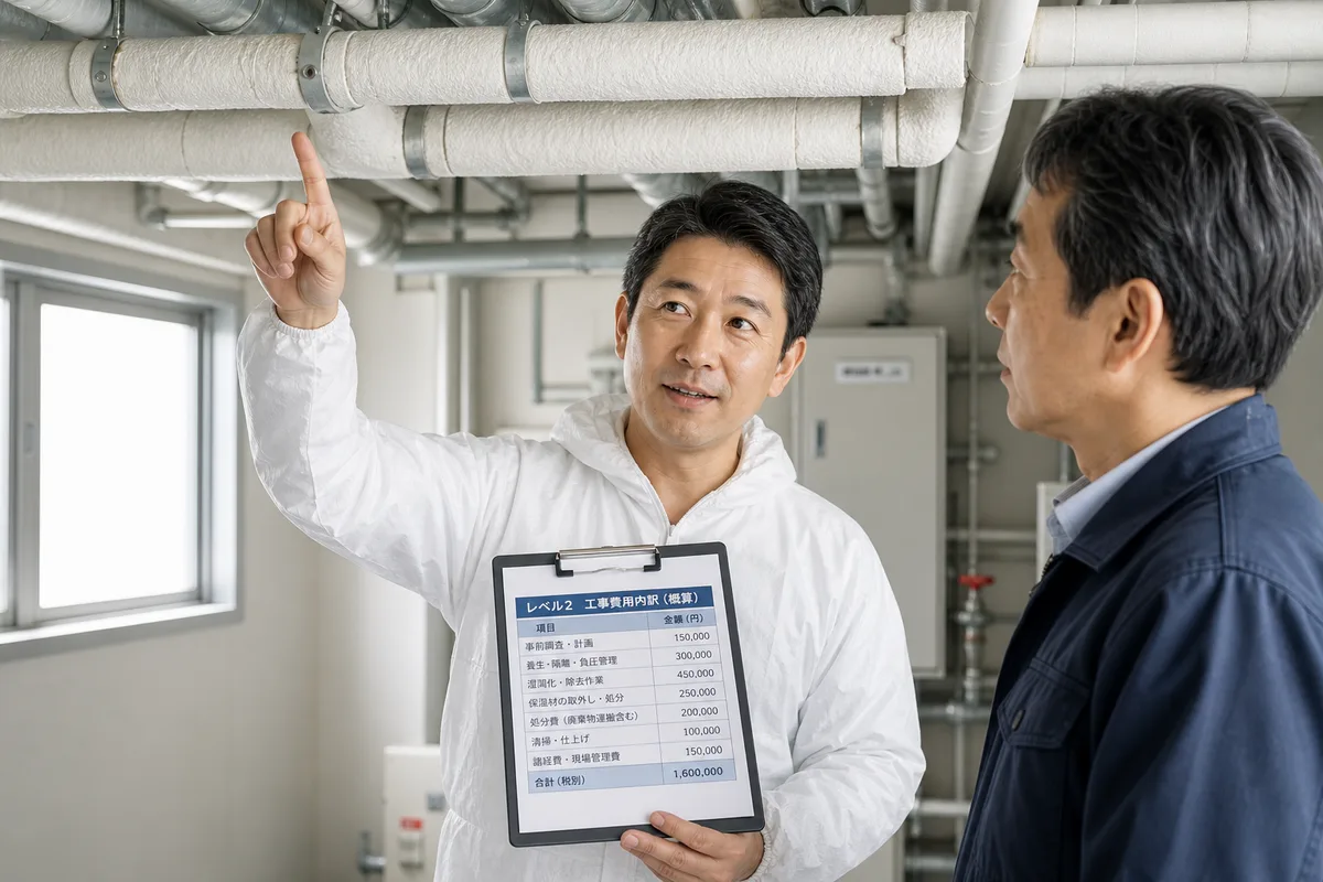 アスベスト レベル2（保温材・断熱材・耐火被覆材）除去費用と工事の流れ完全ガイド